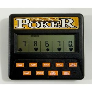 RecZone Handheld Electronic Poker Game Unisex OS Black Vintage Travel Toy